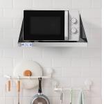 HALLY Stainless Steel Microwave Shelf 24"x24" 200 lb, NSF Commercial Heavy Duty Metal Appliance Wall Mount Floating Shelving for Restaurant, Kitchen, Bar, Home and Hotel