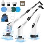 Electric Spin Scrubber for Cleaning - Upgraded Cordless Cleaning Brush Scrubber - IPX7 Waterproof Power Scrubber with 7 Brush Heads, Extended Handle and 2 Speeds for Bathroom Shower Bathtub Floor
