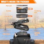 Hisencn 2 Burner Foldable Camping Stove with Griddle,Portable Propane Camp Stove, 20000 BTU Propane Stove, Outdoor Gas Stove with Carry Bag,Includes Frying Pan, Kettle, and Pot, Adjustable Burners