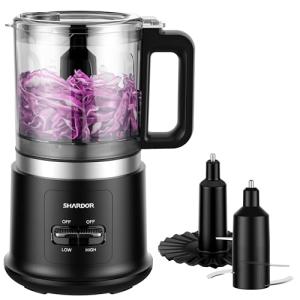 Food Chopper, 4 Cup Mini and Fast Food Processor, Electric Meat Grinder with 2 Speed, 4 Stainless Steel Blades, and Whisk, 400W Power for Chopping, Mixing, Emulsifying, Puree and Whisking, BPA-Free