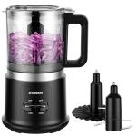 Food Chopper, 4 Cup Mini and Fast Food Processor, Electric Meat Grinder with 2 Speed, 4 Stainless Steel Blades, and Whisk, 400W Power for Chopping, Mixing, Emulsifying, Puree and Whisking, BPA-Free