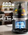 Food Chopper, 4 Cup Mini and Fast Food Processor, Electric Meat Grinder with 2 Speed, 4 Stainless Steel Blades, and Whisk, 400W Power for Chopping, Mixing, Emulsifying, Puree and Whisking, BPA-Free