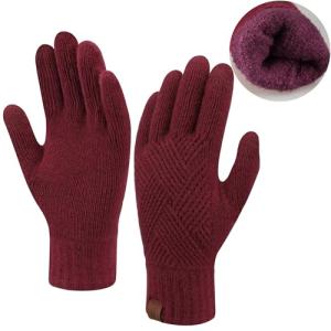 FZ FANTASTIC ZONE Women Winter Warm Knit Touchscreen Gloves Cold Weather with Thermal Fleece Lined