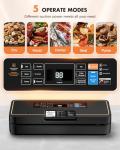 Vacuum Sealer for Food, 95kPa Food Vacuum Saver Sealer Machine, 120W 12L/min Fast-Sealing with Auto Tear-Cut,Digital Timer, Built-in Cutter, Bag Storage and One Bag Roll, 9-in-1 Compact Vacuum Sealer