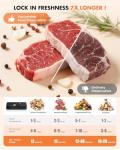 Vacuum Sealer for Food, 95kPa Food Vacuum Saver Sealer Machine, 120W 12L/min Fast-Sealing with Auto Tear-Cut,Digital Timer, Built-in Cutter, Bag Storage and One Bag Roll, 9-in-1 Compact Vacuum Sealer