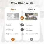 Stone Dish Drying Mat for Kitchen Counter, Quick Dry Stone Mat Kitchen for Dishes Bottles Cups, Large Foldable Diatomaceous Earth Dish Drying Mats Match Any Countertop, White