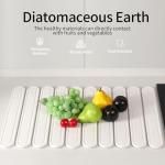 Stone Dish Drying Mat for Kitchen Counter, Quick Dry Stone Mat Kitchen for Dishes Bottles Cups, Large Foldable Diatomaceous Earth Dish Drying Mats Match Any Countertop, White