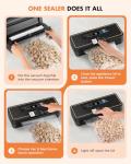 Vacuum Sealer for Food, 95kPa Food Vacuum Saver Sealer Machine, 120W 12L/min Fast-Sealing with Auto Tear-Cut,Digital Timer, Built-in Cutter, Bag Storage and One Bag Roll, 9-in-1 Compact Vacuum Sealer
