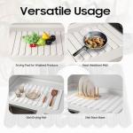 Stone Dish Drying Mat for Kitchen Counter, Quick Dry Stone Mat Kitchen for Dishes Bottles Cups, Large Foldable Diatomaceous Earth Dish Drying Mats Match Any Countertop, White