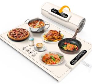 AuntyFey Food Warming Mat,Countertop Warming Mat, Silicon Warming Mat for Food, Electric Warming Tray, Food Warmers for Parties Buffet, Warming Trays for Buffets Party, Food Heating Mat,White