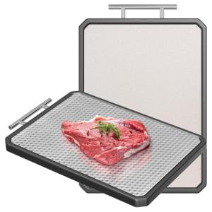 Stainless Steel Cutting Board, Scratch-resistant Cutting Board for Kitchen, 16 * 11 inch Double Sided Chopping Board, 304 Stainless Steel and Food-Grade Wheat Straw PP, Dishwasher Safe