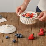 ArteBake Mini Cocotte Set-14 OZ Small Casserole Dishes with Lids and Handles, Individual Ceramic Baking Ramekins for Lasagna, Soufflé, Soup,Oven, Microwave & Dishwasher Safe,set of 4, Beige