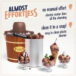 Nostalgia Electric Ice Cream Maker - Old Fashioned Soft Serve Ice Cream Machine Makes Frozen Yogurt or Gelato in Minutes - Fun Kitchen Appliance - Vintage Wooden Style - Dark Wood - 4 Quart