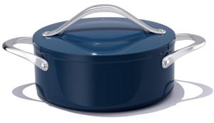 CookinCraze Stock Pot 4.5QT Nonstick Ceramic Dutch Oven with Lid (9.5") Non-Toxic PFAS-Free Even Heat Distribution, for Braising, Baking Bread & Soups, Compatible for All Cooktops(Induction/Gas/Electric) Oven Safe to 500°F, Navy Blue
