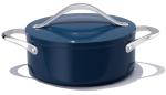 CookinCraze Stock Pot 4.5QT Nonstick Ceramic Dutch Oven with Lid (9.5") Non-Toxic PFAS-Free Even Heat Distribution, for Braising, Baking Bread & Soups, Compatible for All Cooktops(Induction/Gas/Electric) Oven Safe to 500°F, Navy Blue