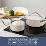 CookinCraze Stock Pot 4.5QT Nonstick Ceramic Dutch Oven with Lid (9.5") Non-Toxic PFAS-Free Even Heat Distribution, for Braising, Baking Bread & Soups, Compatible for All Cooktops(Induction/Gas/Electric) Oven Safe to 500°F, Navy Blue