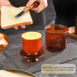 Hekeieon Butter Crock, Elegant Crystal Glass French Butter Dish for Fresh Spreadable Butter, Butter Keeper, Glass Butter Keeper to Leave On Counter,Amber