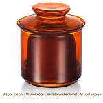 Hekeieon Butter Crock, Elegant Crystal Glass French Butter Dish for Fresh Spreadable Butter, Butter Keeper, Glass Butter Keeper to Leave On Counter,Amber