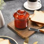 Hekeieon Butter Crock, Elegant Crystal Glass French Butter Dish for Fresh Spreadable Butter, Butter Keeper, Glass Butter Keeper to Leave On Counter,Amber