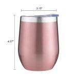 MEZMUT 12 Oz Insulated Wine Tumbler with Lid Double Wall Vacuum Stainless Steel Wine Glass Coffee Mug Insulated Tumbler Cup for Champaign, Cocktail, Beer (Rose Gold, 1 Pack)