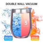 MEZMUT 12 Oz Insulated Wine Tumbler with Lid Double Wall Vacuum Stainless Steel Wine Glass Coffee Mug Insulated Tumbler Cup for Champaign, Cocktail, Beer (Rose Gold, 1 Pack)