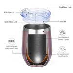 MEZMUT 12 Oz Insulated Wine Tumbler with Lid Double Wall Vacuum Stainless Steel Wine Glass Coffee Mug Insulated Tumbler Cup for Champaign, Cocktail, Beer (Rose Gold, 1 Pack)