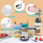 OcePor 6 Pack Overnight Oats Containers with Lids and Spoons, 16 OZ Glass Mason Overnight Oats Jars, Large Capacity Airtight Jars for Milk, Cereal, Fruit