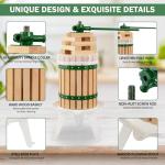 CAELUM Fruit Wine Press, 4.75 Gallon Wood Fruit and Cider Press Squeezer With T-Handle, Juice Maker, Wine Making Press Squeezer for Outdoor, Kitchen（Green）