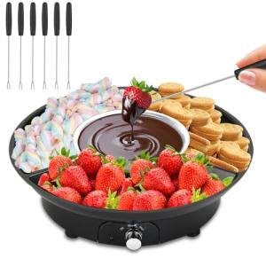 Electric Fondue Pot Set,Chocolate Fondue Kit Melting Chocolate Machine with 6 Dipping Forks,Chocolate Melter for Cheese Candy Christmas Valentine Birthday