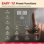 CARORI 1200W 12-in-1 Electric Pressure Cooker 8Qt, Stainless Steel Pressure Cooker, Slow Cook Rice Cooker Steamer Sauté, Yogurt Maker, Warmer & Sterilizer with Recipe, Safer Venting Design, Sliver