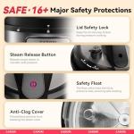 CARORI 1200W 12-in-1 Electric Pressure Cooker 8Qt, Stainless Steel Pressure Cooker, Slow Cook Rice Cooker Steamer Sauté, Yogurt Maker, Warmer & Sterilizer with Recipe, Safer Venting Design, Sliver