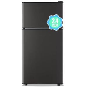 DEMULLER 2.4 Cu.ft Mini Fridge with Freezer Small Refrigerator with 7 Adjustable Temperature Control & Ajustable Feet, Compact Tiny Size Dorm Refrigerator Ideal for Kitchen Office Apt Dark Grey