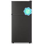 DEMULLER 2.4 Cu.ft Mini Fridge with Freezer Small Refrigerator with 7 Adjustable Temperature Control & Ajustable Feet, Compact Tiny Size Dorm Refrigerator Ideal for Kitchen Office Apt Dark Grey