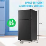 DEMULLER 2.4 Cu.ft Mini Fridge with Freezer Small Refrigerator with 7 Adjustable Temperature Control & Ajustable Feet, Compact Tiny Size Dorm Refrigerator Ideal for Kitchen Office Apt Dark Grey