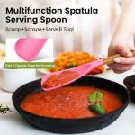 Large Silicone Cooking Spoons Set, 2 Pcs Heat Resistant Serving Spoon, Multifunction Nonstick Spatula Spoon for Mixing, Stiring, Basting, Scooping,Scraping (Berry Carnival Fuchsia)