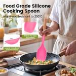 Large Silicone Cooking Spoons Set, 2 Pcs Heat Resistant Serving Spoon, Multifunction Nonstick Spatula Spoon for Mixing, Stiring, Basting, Scooping,Scraping (Berry Carnival Fuchsia)