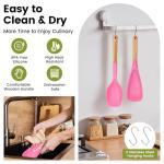 Large Silicone Cooking Spoons Set, 2 Pcs Heat Resistant Serving Spoon, Multifunction Nonstick Spatula Spoon for Mixing, Stiring, Basting, Scooping,Scraping (Berry Carnival Fuchsia)