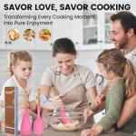 Large Silicone Cooking Spoons Set, 2 Pcs Heat Resistant Serving Spoon, Multifunction Nonstick Spatula Spoon for Mixing, Stiring, Basting, Scooping,Scraping (Berry Carnival Fuchsia)