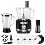 Davivy 16-Cup Food Processor and Blender, 6-Cup (50oz) Glass Blender Food Processors Combo – 10-in-1 Full-Size Food Processor with 600W Motor, 2 Speeds + Pulse for Home Use, Black