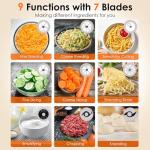 Davivy 16-Cup Food Processor and Blender, 6-Cup (50oz) Glass Blender Food Processors Combo – 10-in-1 Full-Size Food Processor with 600W Motor, 2 Speeds + Pulse for Home Use, Black