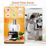 Davivy 16-Cup Food Processor and Blender, 6-Cup (50oz) Glass Blender Food Processors Combo – 10-in-1 Full-Size Food Processor with 600W Motor, 2 Speeds + Pulse for Home Use, Black