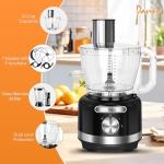 Davivy 16-Cup Food Processor and Blender, 6-Cup (50oz) Glass Blender Food Processors Combo – 10-in-1 Full-Size Food Processor with 600W Motor, 2 Speeds + Pulse for Home Use, Black