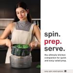 Zyliss Easy Spin Salad Spinner - Fruit & Veggie Dryer - Produce Spinner & Cleaner for Salad Prep - Dishwasher-Safe Kitchen Essential - Non-Slip Bowl with Pull Handle - Grey Easy Spin Large