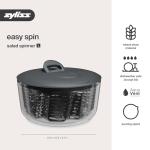 Zyliss Easy Spin Salad Spinner - Fruit & Veggie Dryer - Produce Spinner & Cleaner for Salad Prep - Dishwasher-Safe Kitchen Essential - Non-Slip Bowl with Pull Handle - Grey Easy Spin Large