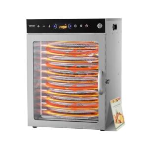 VEVOR Rotary Food Dehydrator Machine, 12 Stainless Steel Trays, 800W Electric Food Dryer with Adjustable Temperature & 24-Hour Timer, Dehydrator for Jerky, Meat, Fruit, Vegetables, Herbs, Dog Treats