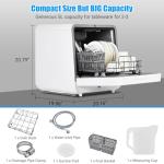 Portable Dishwasher Countertop, 6 Washing Programs Tabletop Dishwasher With 5 L Built-In Water Tank, Air-Dry Function, LED Display & Touch Control, Dual Spray Rinsing, Self Absorbing Water Dishwasher