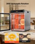 VEVOR Rotary Food Dehydrator Machine, 12 Stainless Steel Trays, 800W Electric Food Dryer with Adjustable Temperature & 24-Hour Timer, Dehydrator for Jerky, Meat, Fruit, Vegetables, Herbs, Dog Treats