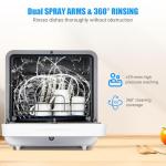 Portable Dishwasher Countertop, 6 Washing Programs Tabletop Dishwasher With 5 L Built-In Water Tank, Air-Dry Function, LED Display & Touch Control, Dual Spray Rinsing, Self Absorbing Water Dishwasher