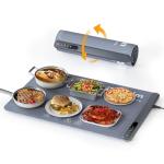 Extra Large Food Warming Tray with Adjustable Temperature Control, Electric Server Warmer Mat, Hot Plate for Buffets, Restaurants, House Parties, Party Events (24" x 16") - Gray