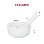 HIC Kitchen Mortar and Pestle Set, Fine Porcelain, 3.5-Inch, Spice Herb Grinder, Pill Crusher, Nut Butter Maker